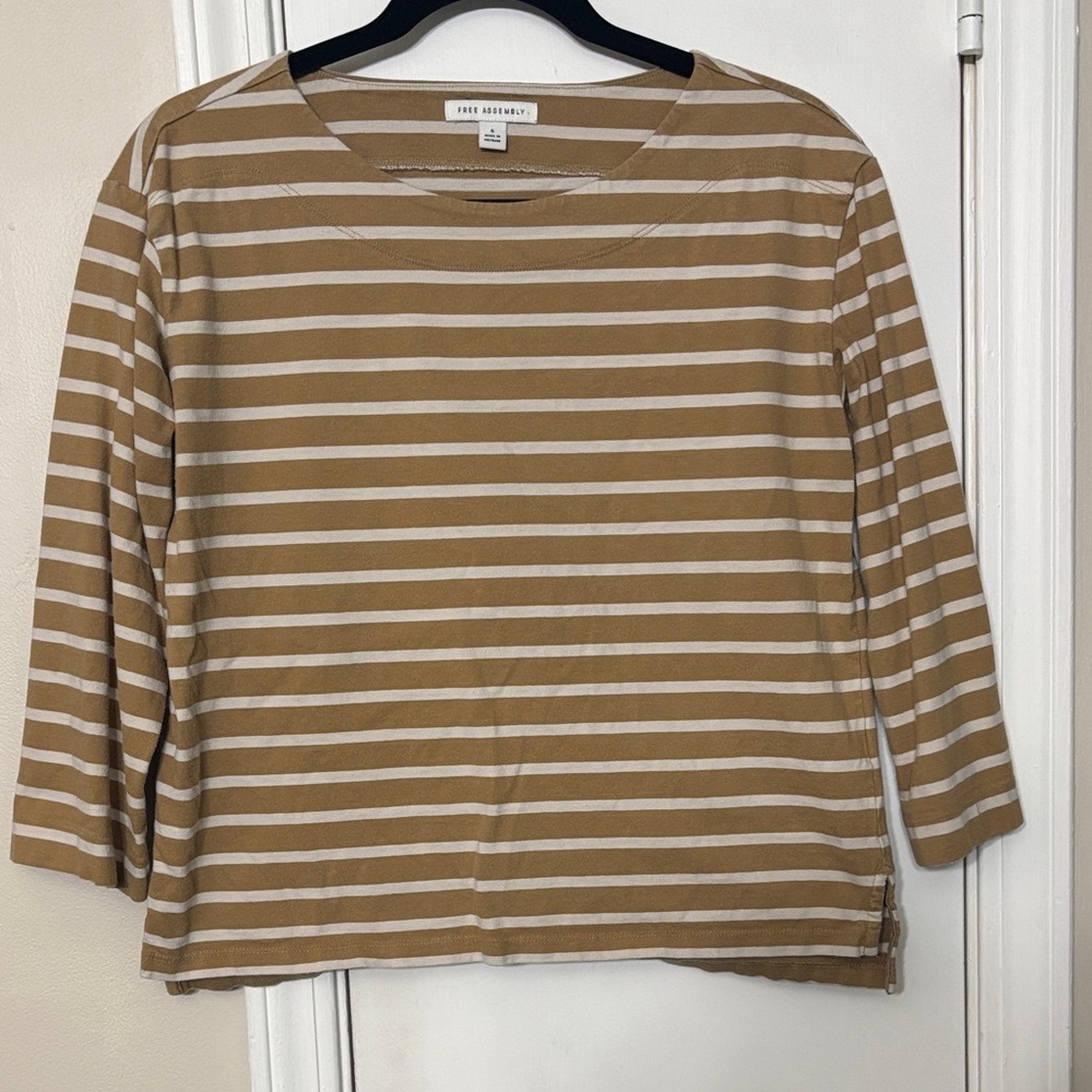 Free Assembly Boxy Striped 3/4 Sleeve Tee